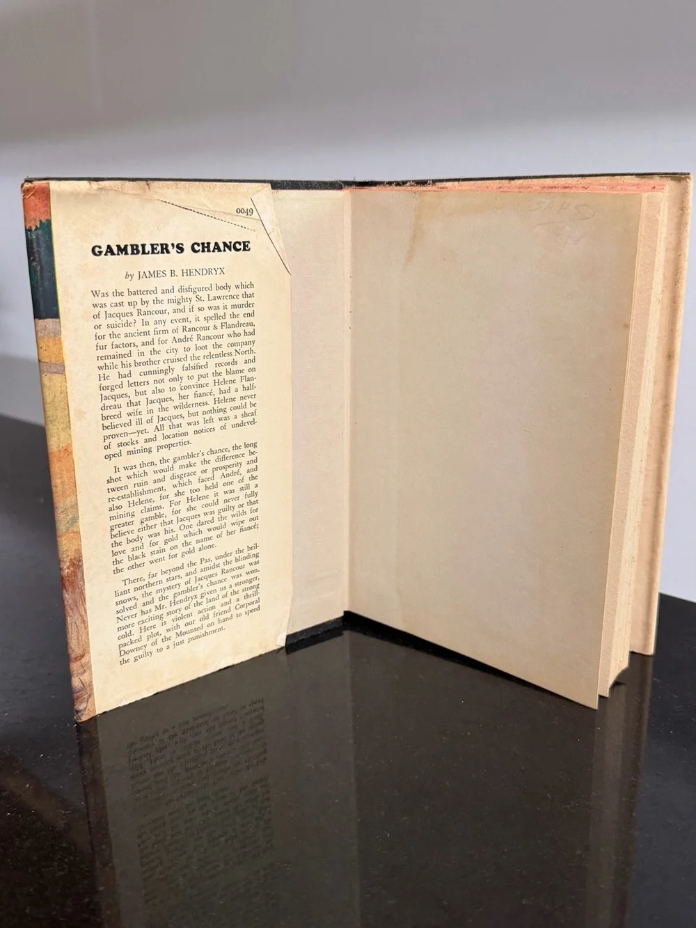 The Gamblers Chance. Author, James B. Hendrix. Vintage book.